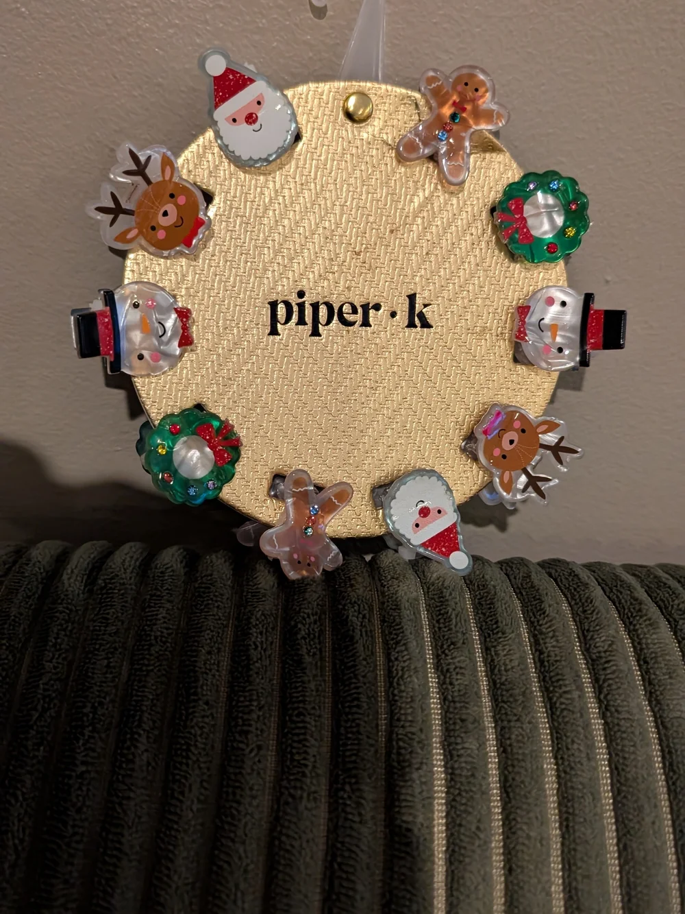 piper·k Kids Holiday Character Hair Clips - Gold with Festive Accents